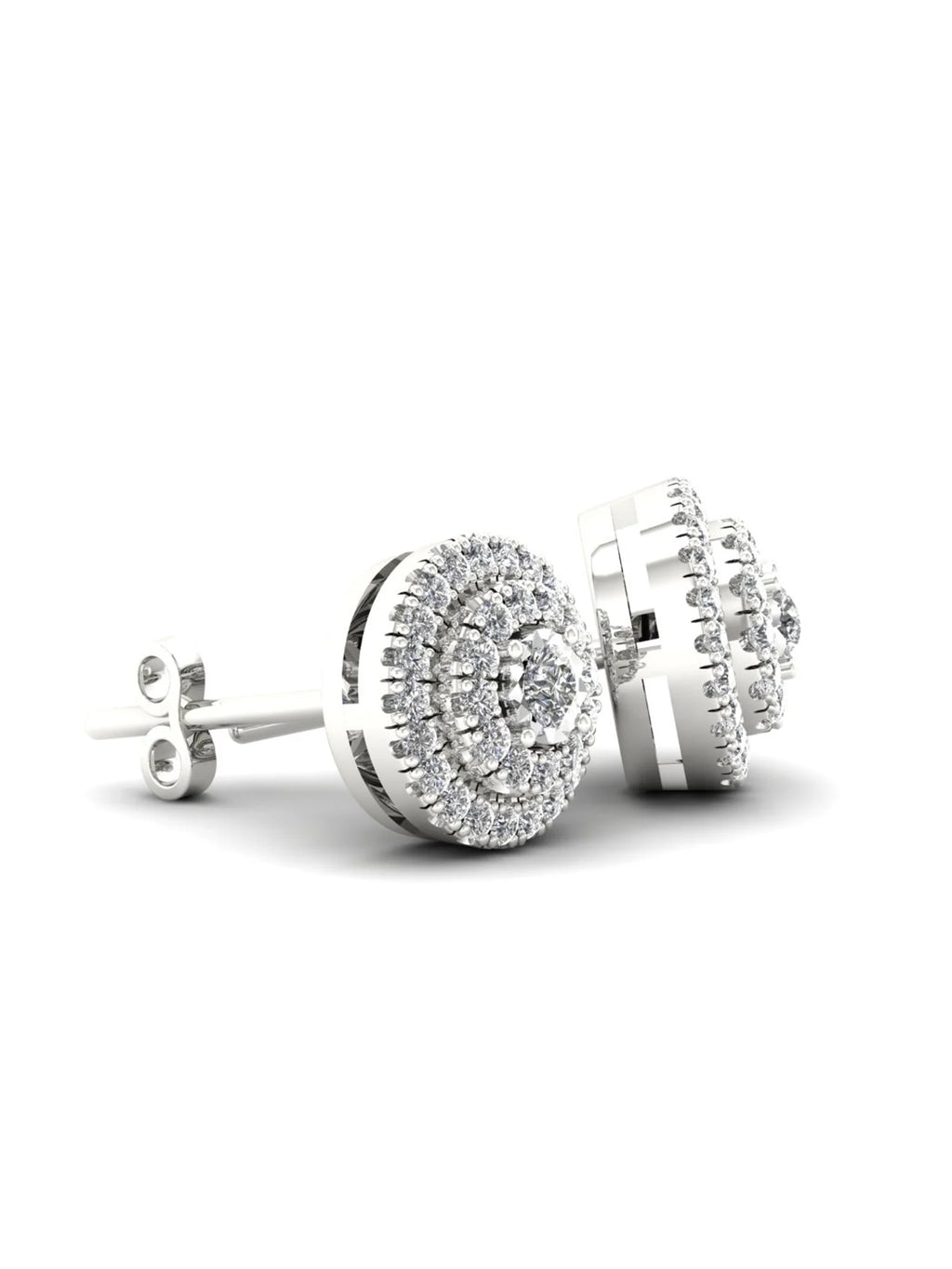 1/4ct TW Diamond Sterling Silver Double Halo Stud Earrings Y280