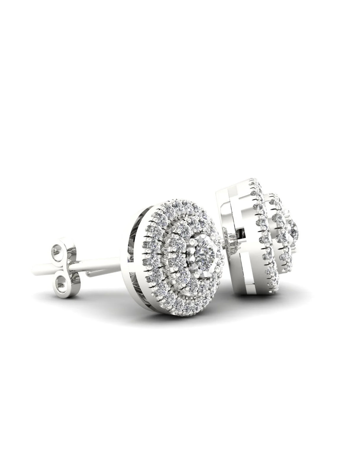 1/4ct TW Diamond Sterling Silver Double Halo Stud Earrings Y280