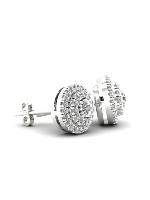 1/4ct TW Diamond Sterling Silver Double Halo Stud Earrings Y280
