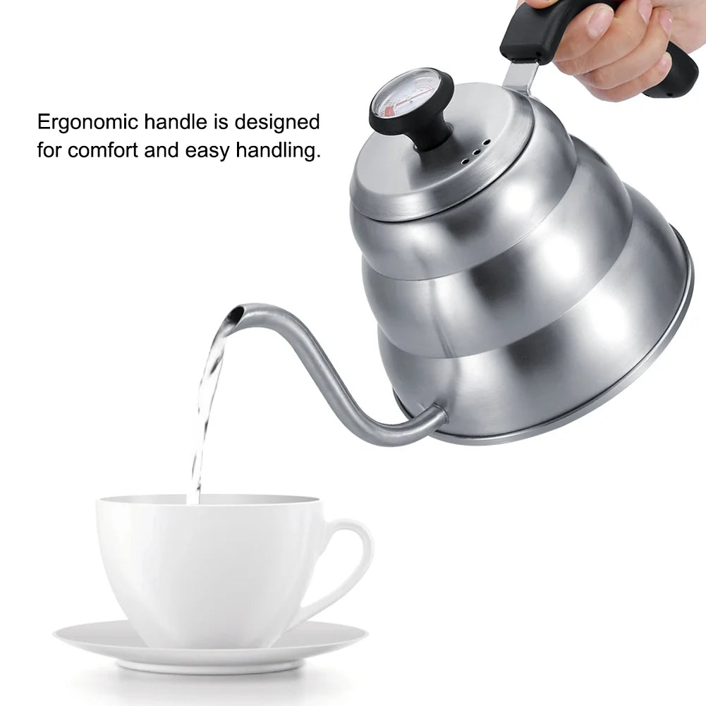 Stainless Steel Tea Pot with Gooseneck and Built-in Thermometer (1L) W3945