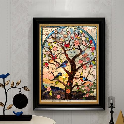 Diamond Painting Kits - Colorful Tulip with Glass Art - 5D Diamond Art (11.8x15.7inch) M6061