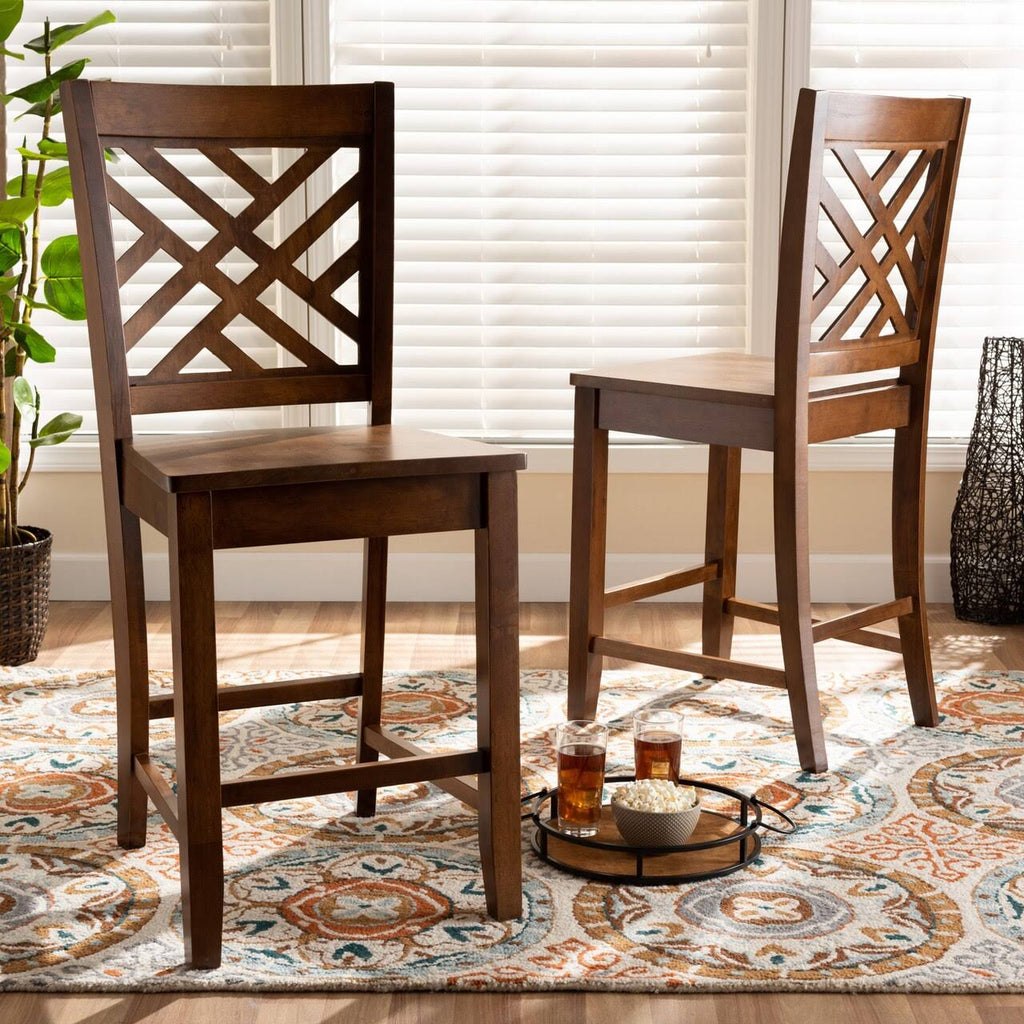 Walnut Brown 2-Piece Counter Stool Set X334371