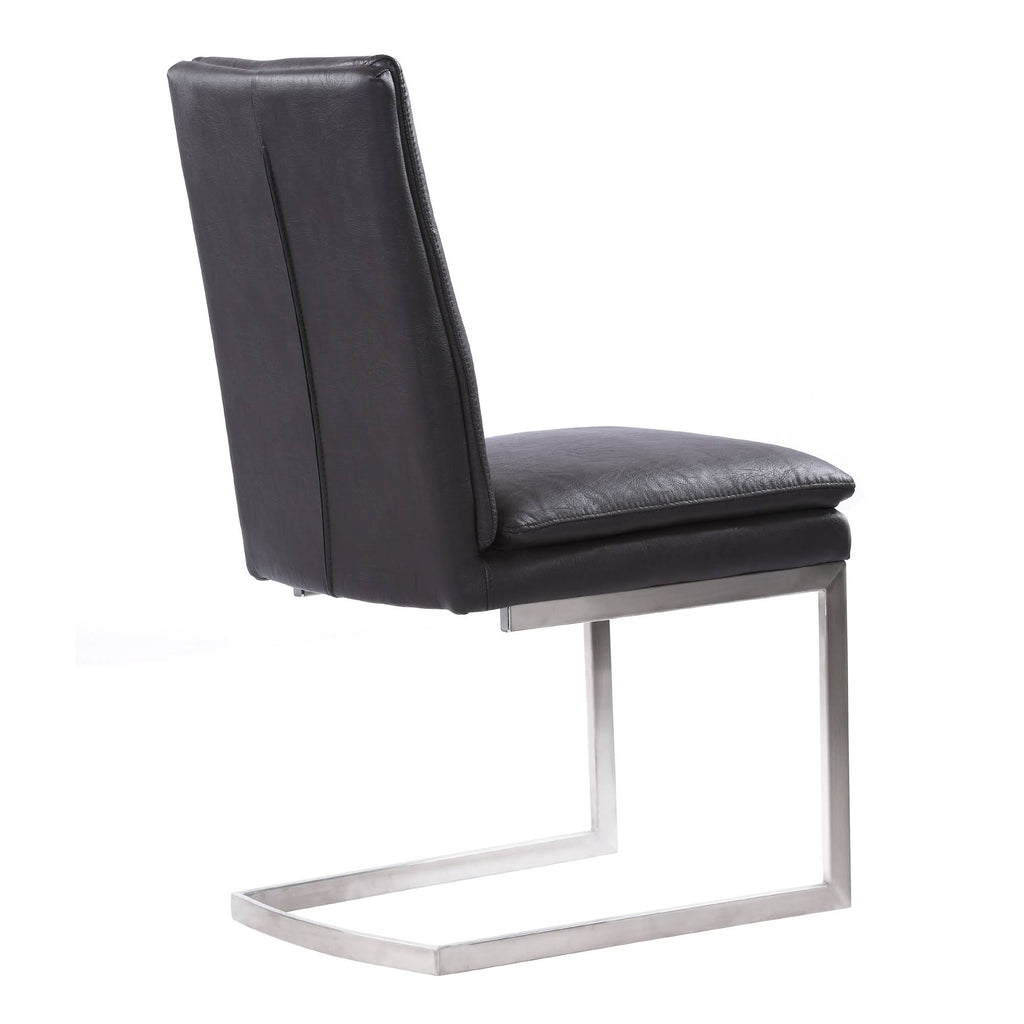 Grey Faux Leather Dining Chair with Brushed Stainless Steel Finish - Set of 2 C398