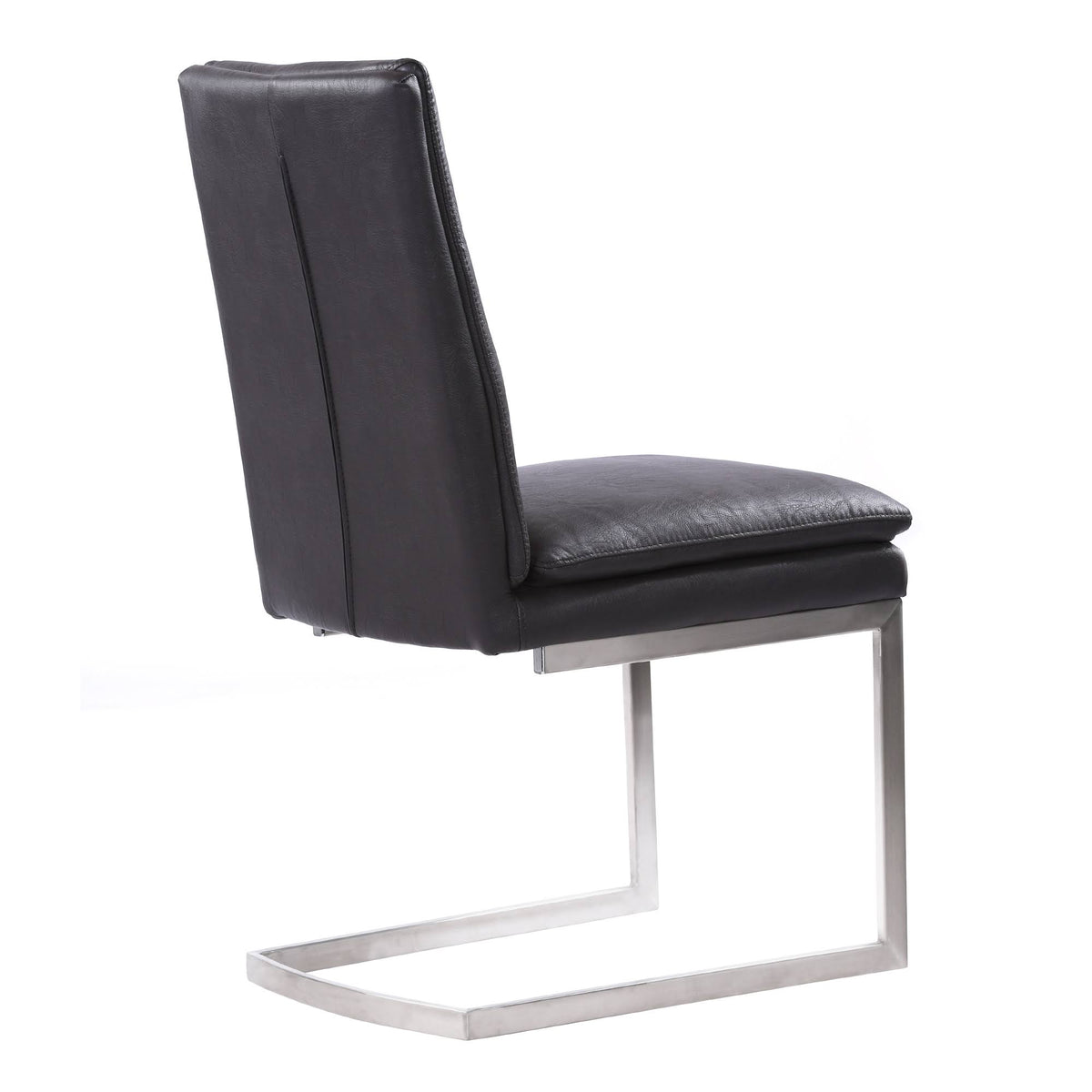 Grey Faux Leather Dining Chair with Brushed Stainless Steel Finish - Set of 2 C398