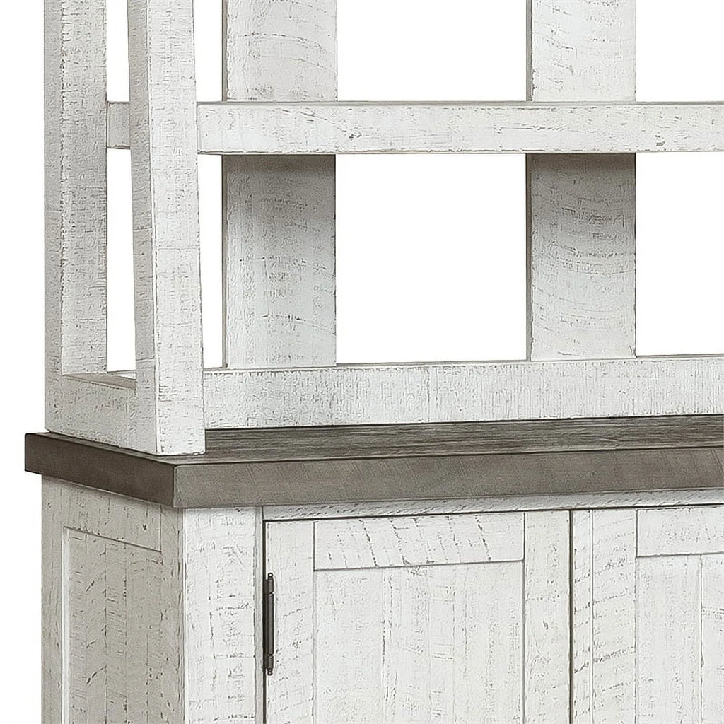 White Wood Credenza with Hutch W995273