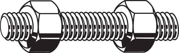 Plain Carbon Steel Fully Threaded Studs, 10 Pk D5676