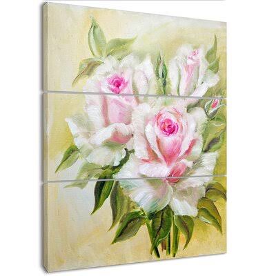 Pink Roses Oil Painting Print on Wrapped Canvas S64198