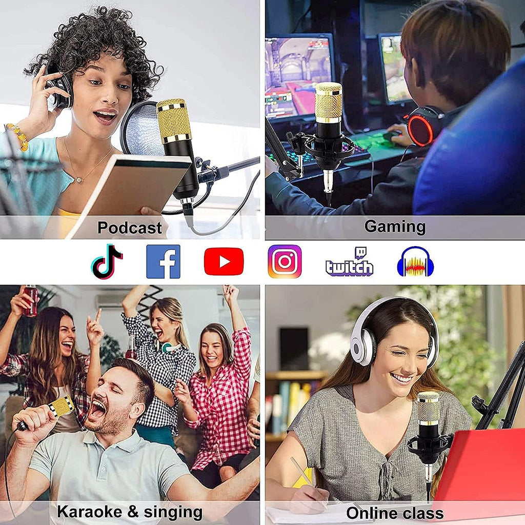 Podcast Equipment Bundle, Condenser Studio Microphone with Sound Card, Pack of 2 H676910