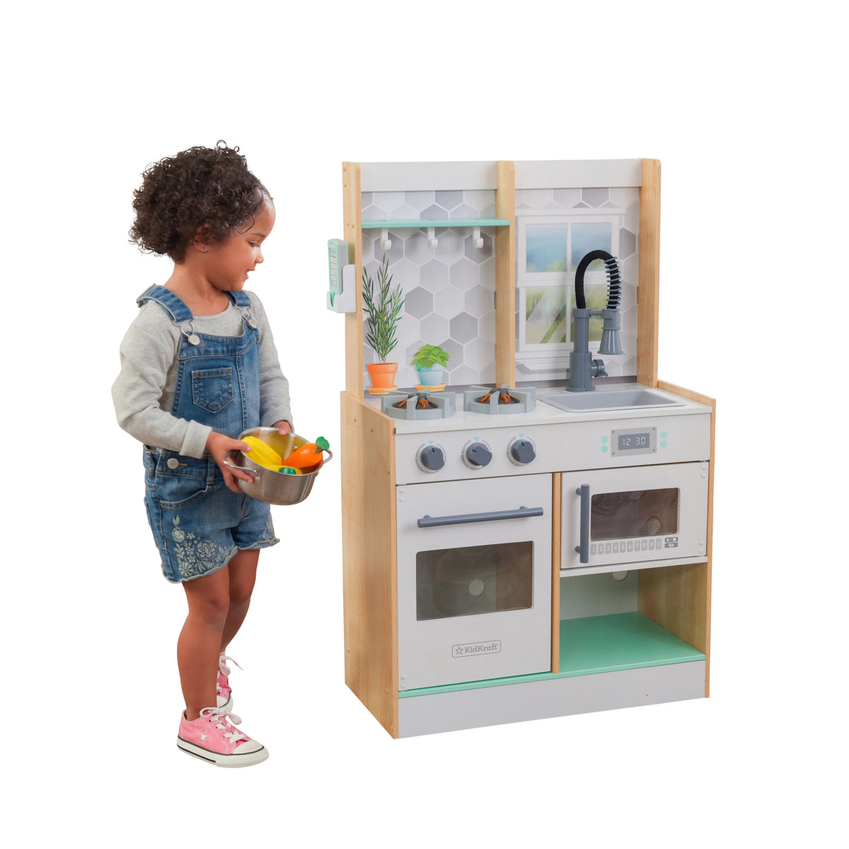 Natural Wooden Play Kitchen with 1 Piece Accessory Play Set X4458