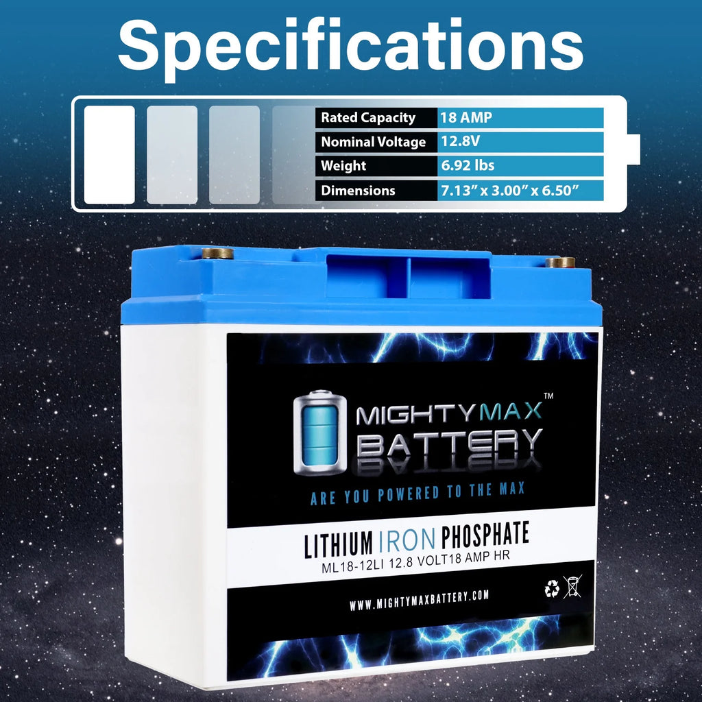 12V 18AH Lithium Replacement Battery 2 Pack J5923