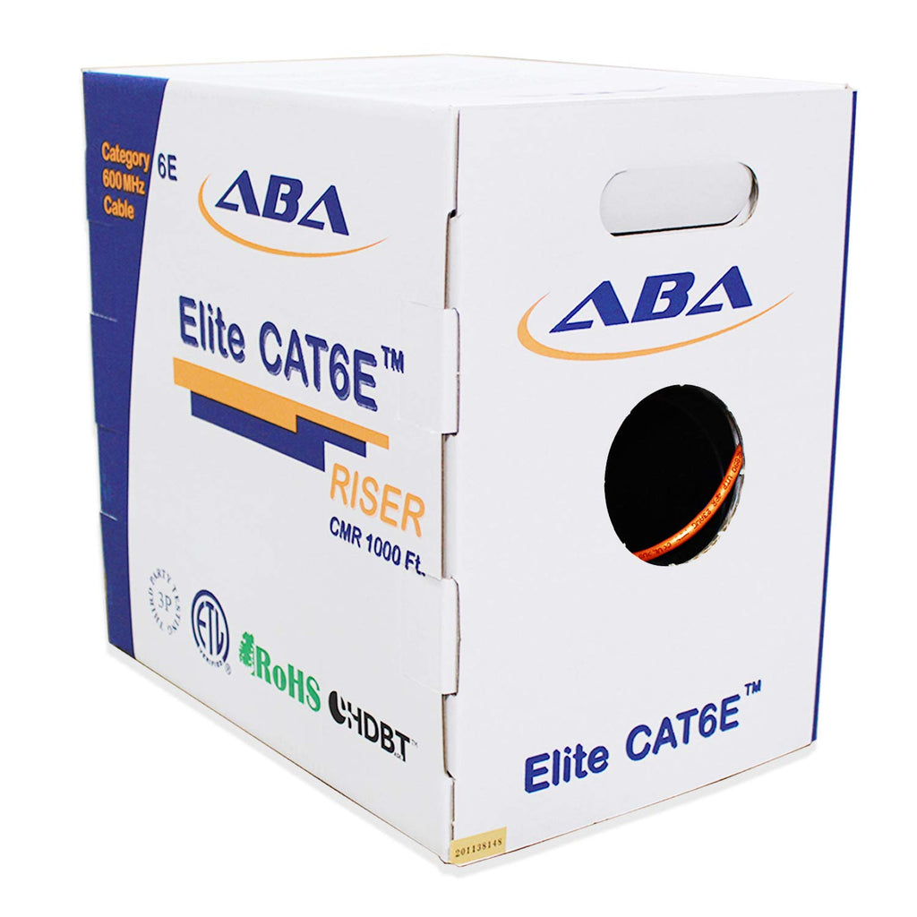Cat6 CMR Riser Ethernet Cable 1000ft, 24AWG, Solid Bare Copper, 600MHz, Bulk LAN Cable D80193