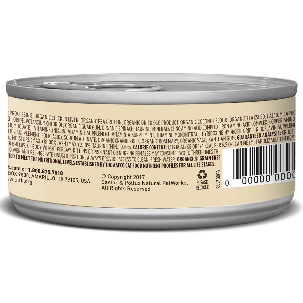 5.5-oz Case of 24 Grain Free Organic Shredded Chicken Canned Cat Food L24501