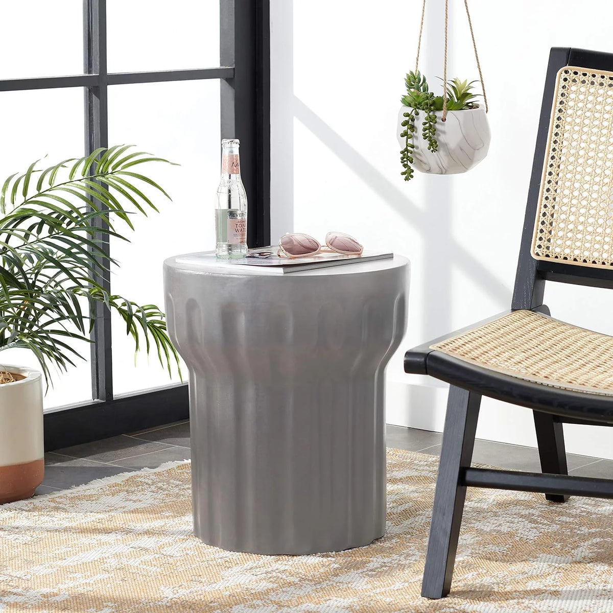 Dark Grey Concrete Round Accent Table N196