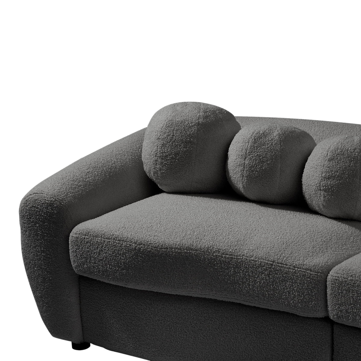 87.7" Gray Teddy Upholstered 3 Seater Sofa with 5 Pillows W780