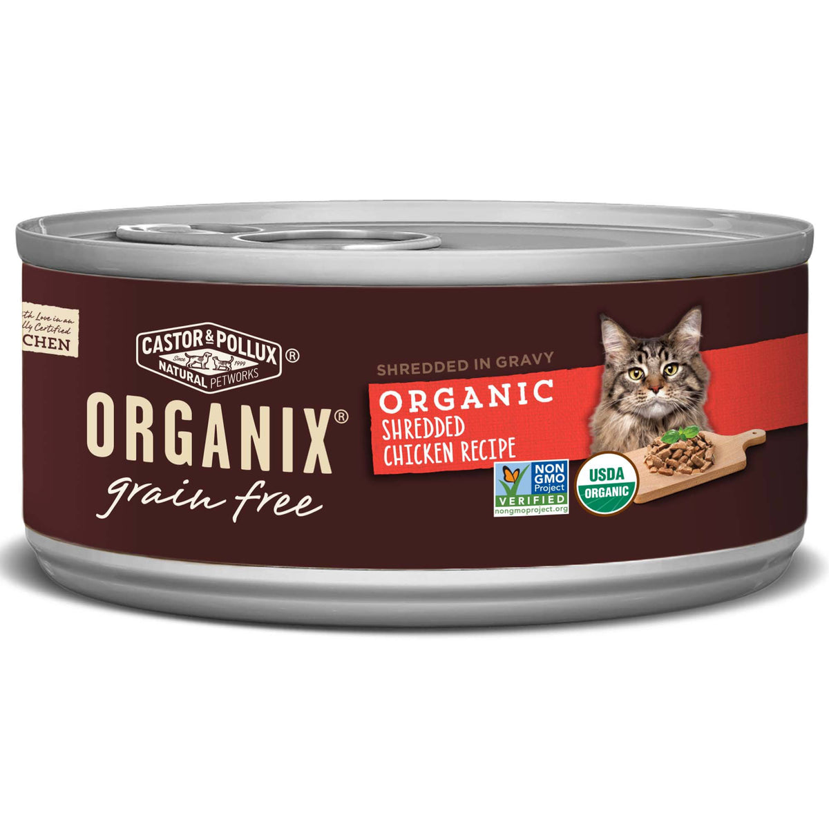 5.5-oz Case of 24 Grain Free Organic Shredded Chicken Canned Cat Food L24501