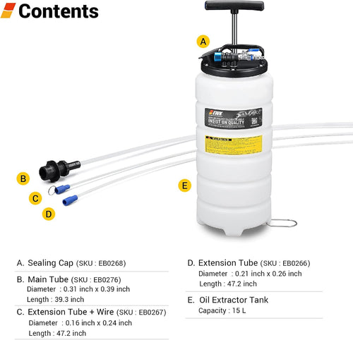 15L Pneumatic/Manual Oil Extractor Pump S675763