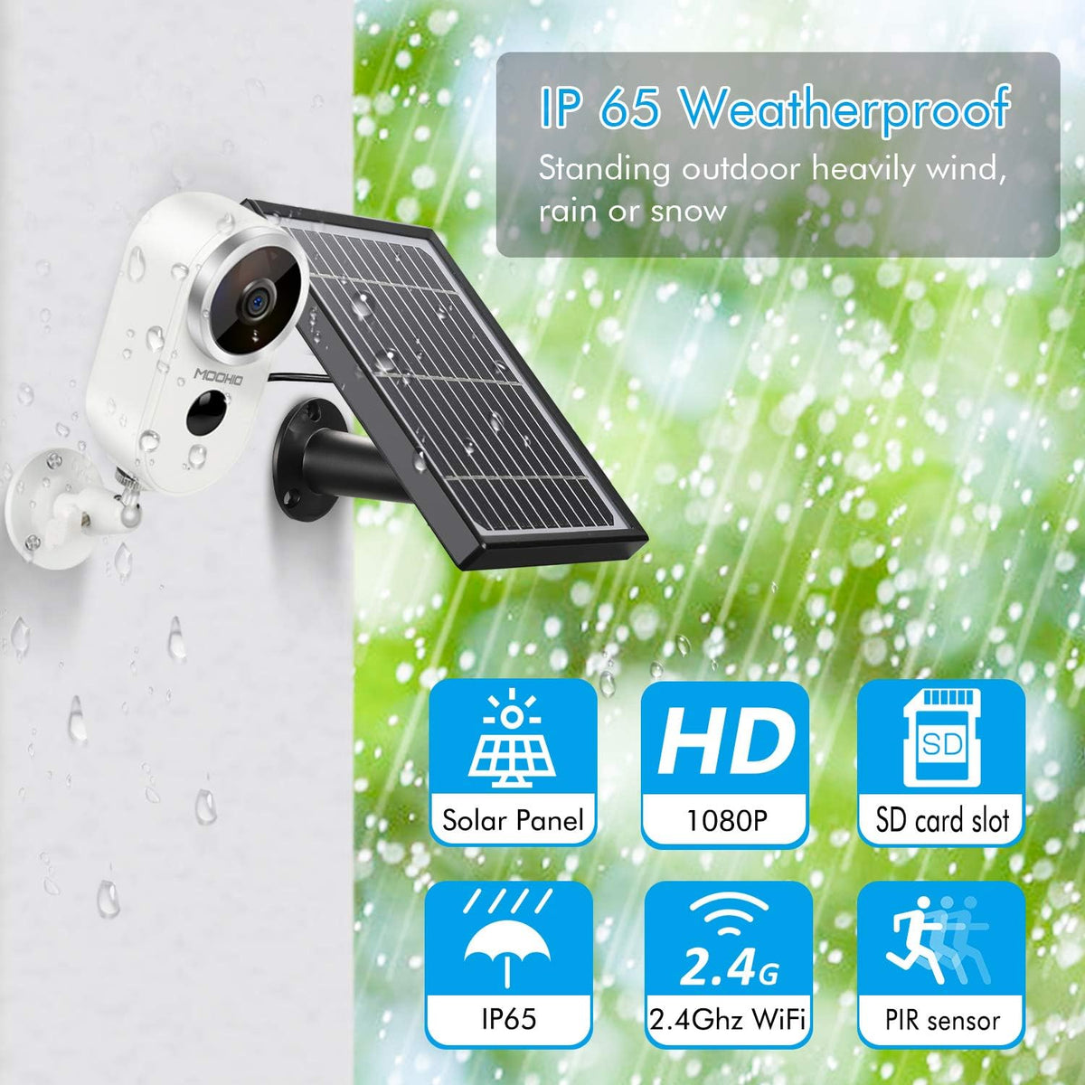 Outdoor Solar Security Camera Wireless 1080P Rechargeable Battery Powered WiFi Camera 2 Way Audio HD Video Wirefree IP Camera Motion Alarm Home Surveillance Camera System L537127