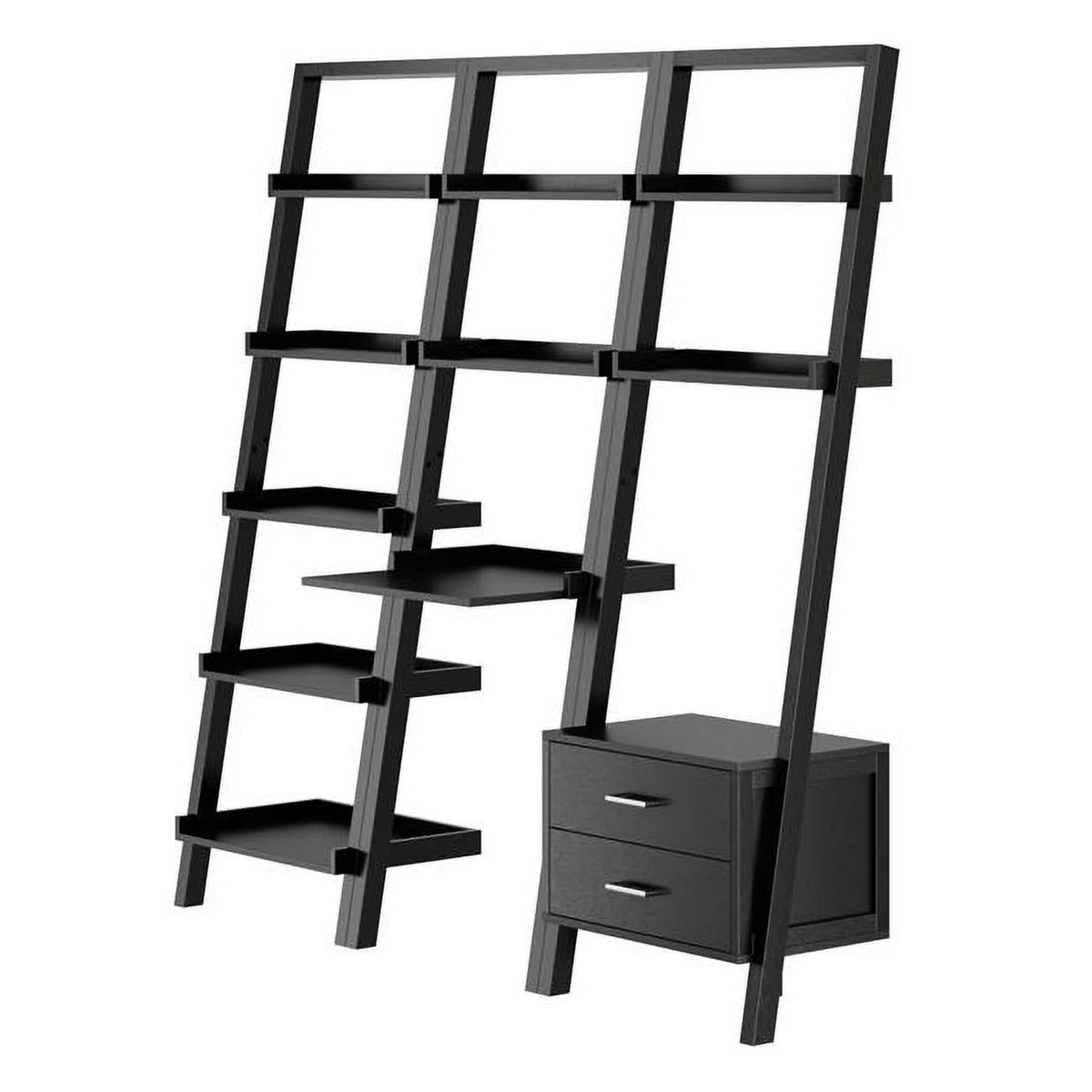Black 3 Piece Leaning Desk & Shelf Set U24049