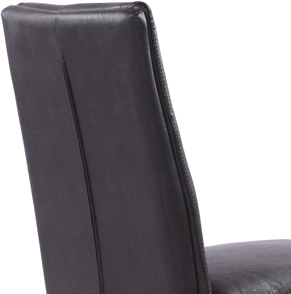 Grey Faux Leather Dining Chair with Brushed Stainless Steel Finish - Set of 2 C398
