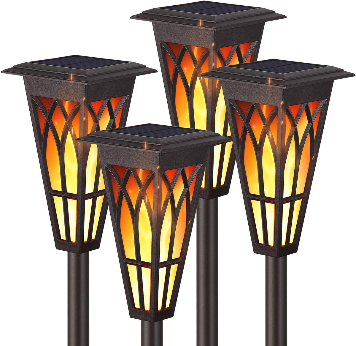 Solar Torch Lights 4 Pack, Solar Lights Outdoor Waterproof IP65 with 20 LED 2 Modes Auto On/Off Dancing Flickering Flames, Landscape Decoration Lighting for Garden Pathway Driveway Yard Deck Pool Path R6882