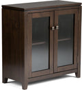 Solid Wood Low Storage Cabinet with 2 Tempered Glass Doors and 2 Adjustable Shelves X66281