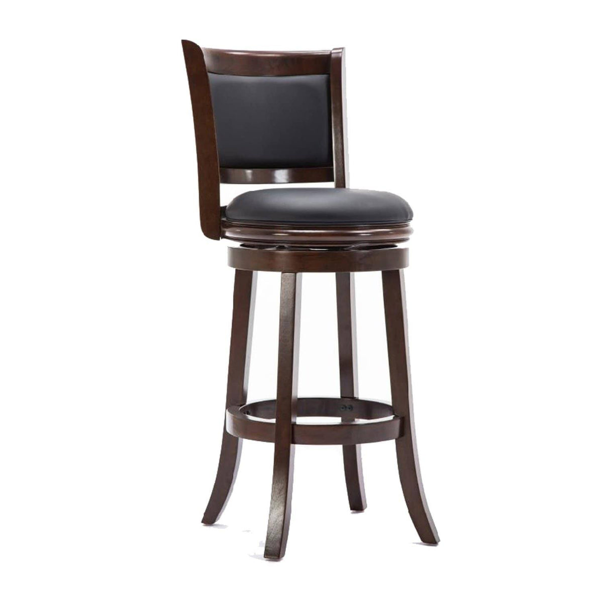 Dark Brown Wooden Swivel Barstool with Padded Seat W49246