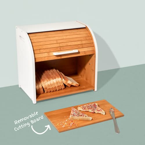 Bamboo Double Layer Roll Top Bread Box N2402