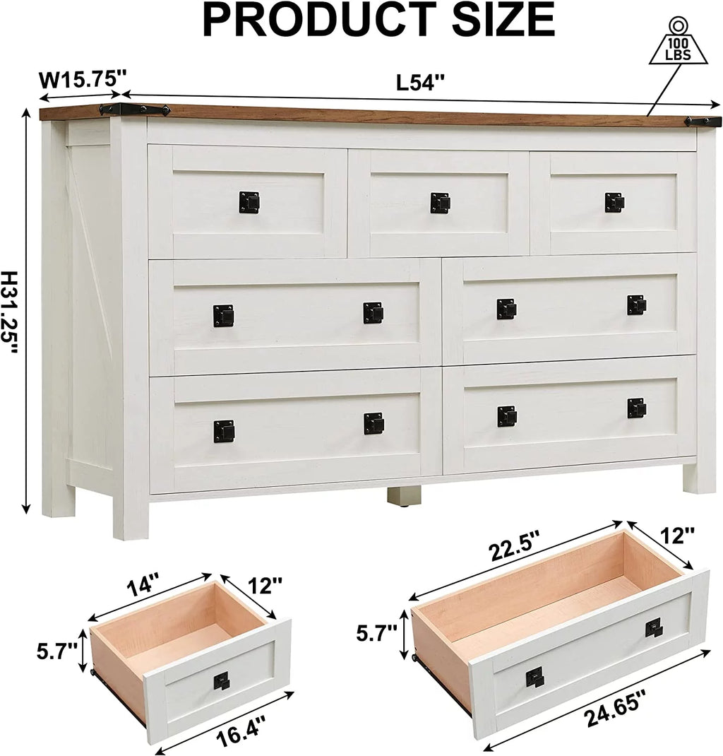 Light Rustic Oak 7 Drawer Dresser Storage Cabinet U14697