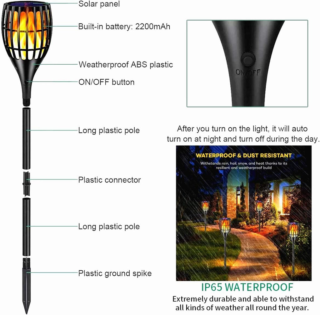 Waterproof Solar Torch Lights 4 Pack F80294