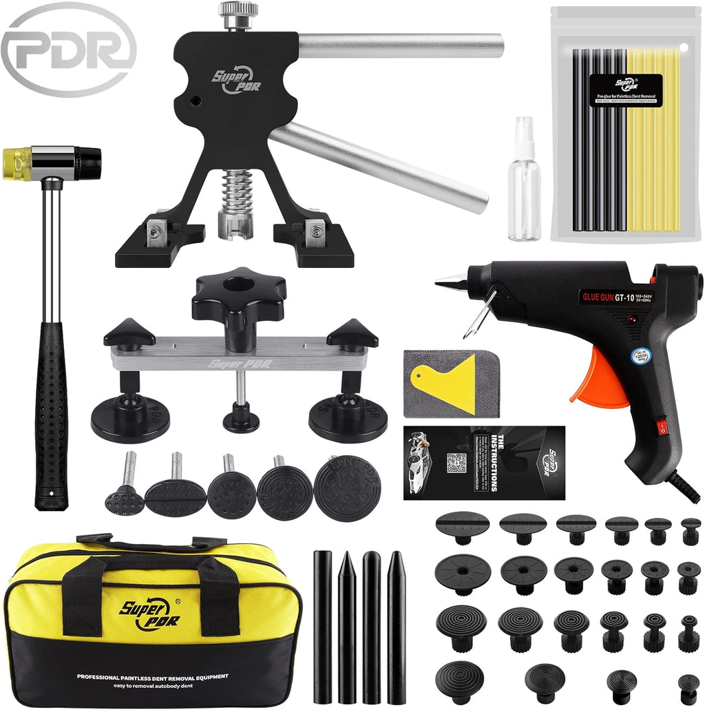 Paintless Dent Repair Kit with Bridge Dent Puller and Black Dent Lifter P4994