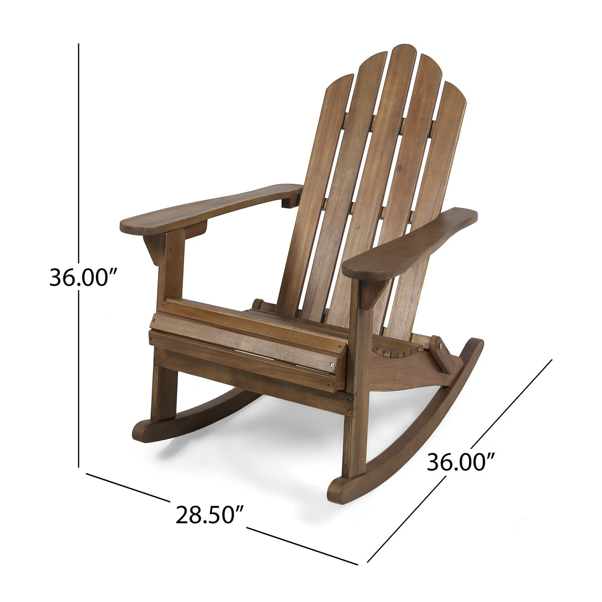 Dark Brown Acacia Wood Adirondack Rocking Chair H204