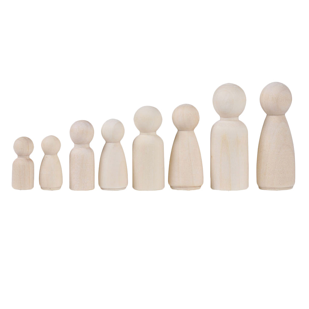 8 Wood Peg Dolls Wooden Figure Toy N343