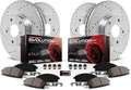 Front and Rear Carbon Fiber Brake Pads with Drilled & Slotted Brake Rotors Kit R22160