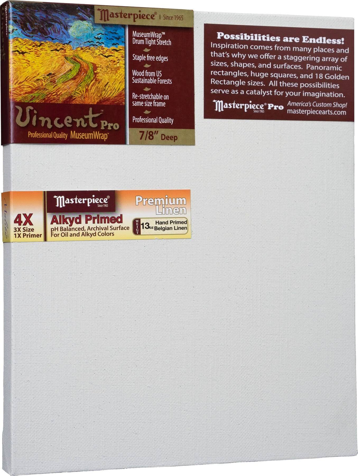 Artist Canvas 7/8x22 Deep 9x22 x 16x22 13.0oz Alkyd Oil Primed Q35276
