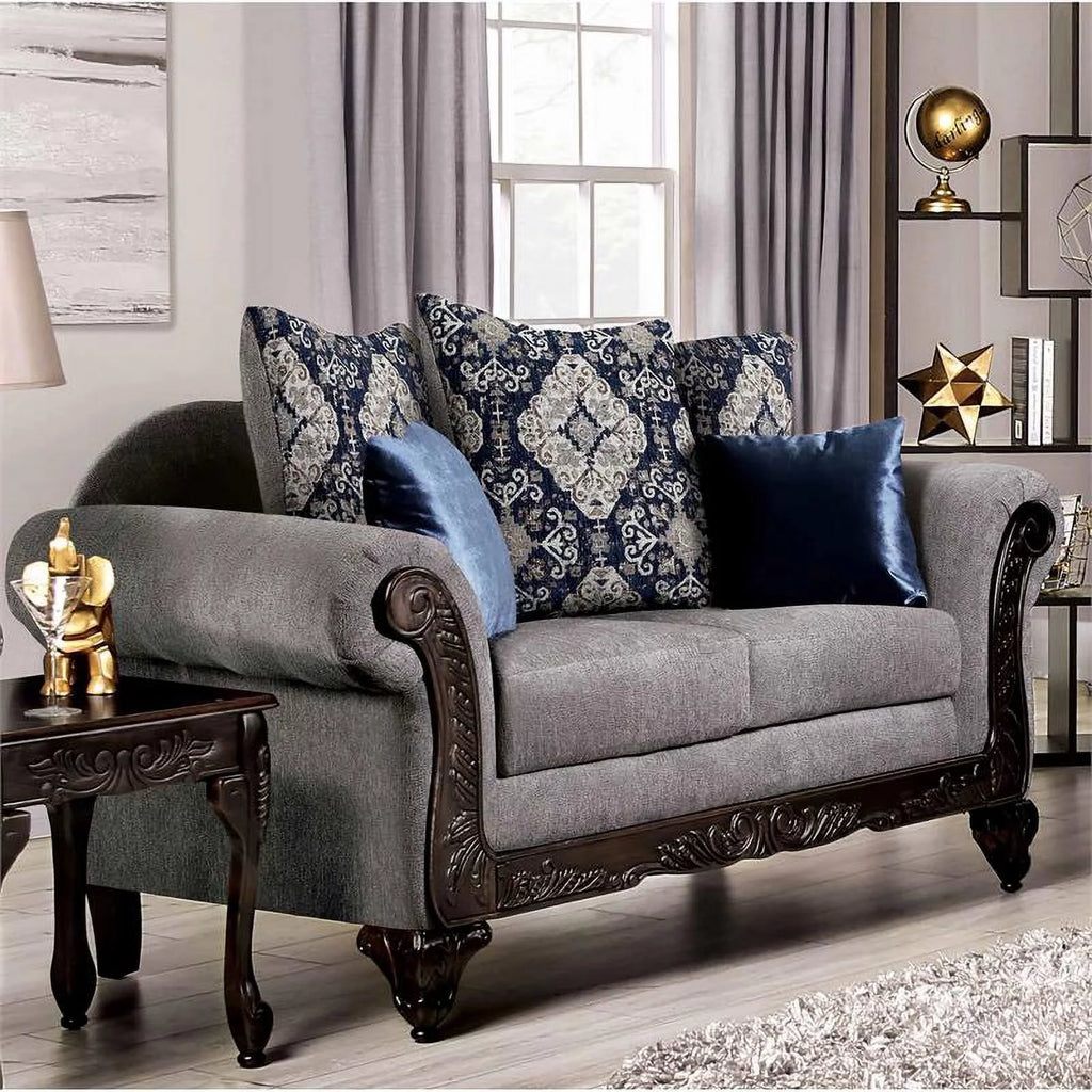 Gray Chenille 2-Piece Sofa Set B275