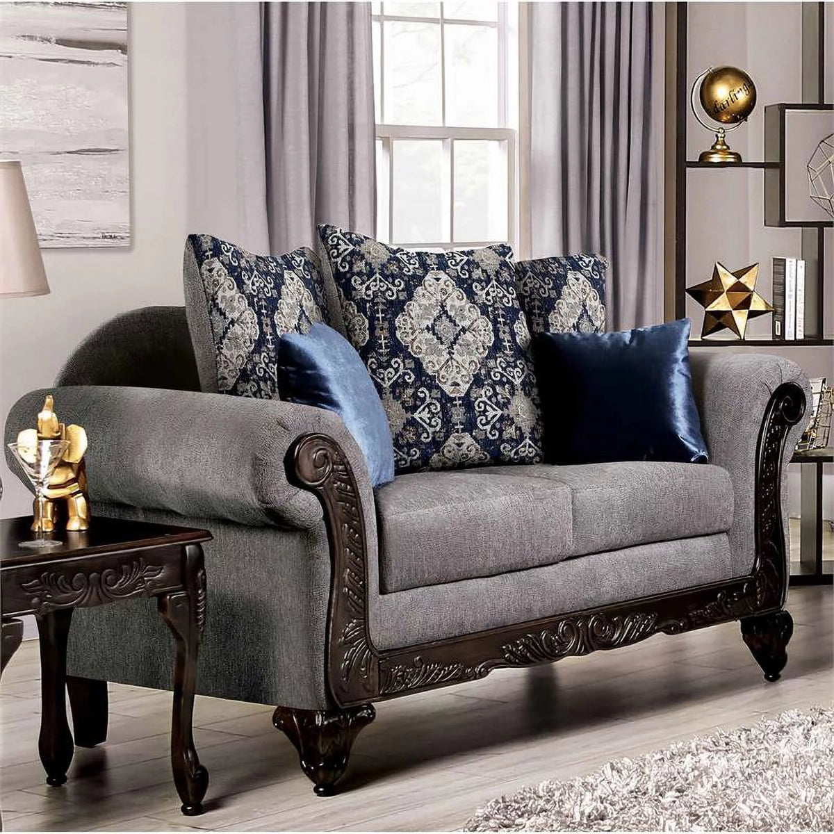 Gray Chenille 2-Piece Sofa Set B275