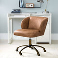 Caramel Vegan Leather Wingback Swivel Desk Chair O6763