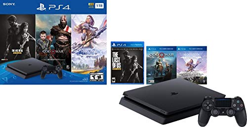 1TB HDD PS4 Console Slim Bundle with Three Games Dualshock 4 Wireless Controller Jet Black D37989
