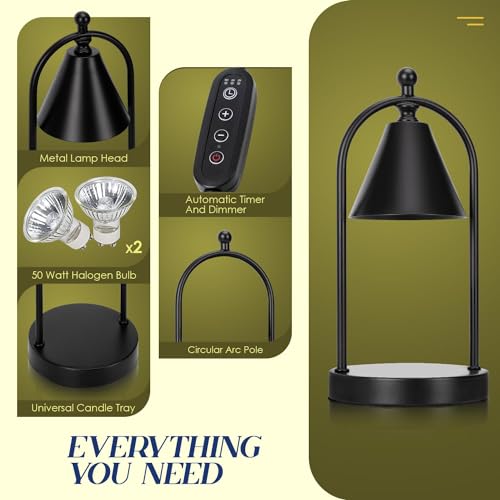 Candle Warmer Lamp with Timer, Electric Brass Candle Warmer Light, Dimmable Wax Melts Warmer M7076