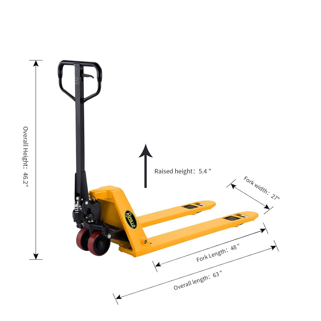 Low Profile Manual Pallet Jack Truck 2200lbs Capacity 48 L×27 W P704