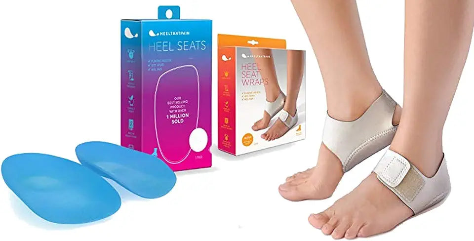 Blue Medium Plantar Fasciitis Insoles and Heel Wraps Y9729