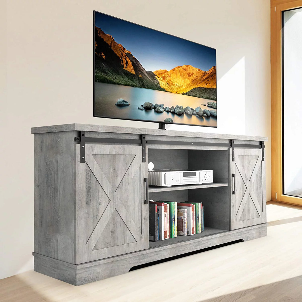 59" Sliding Barn Door TV Stand X325