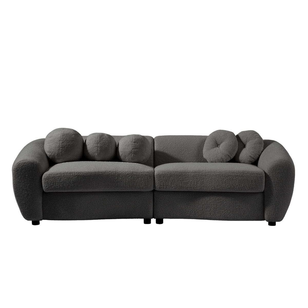 87.7" Gray Teddy Upholstered 3 Seater Sofa with 5 Pillows W780