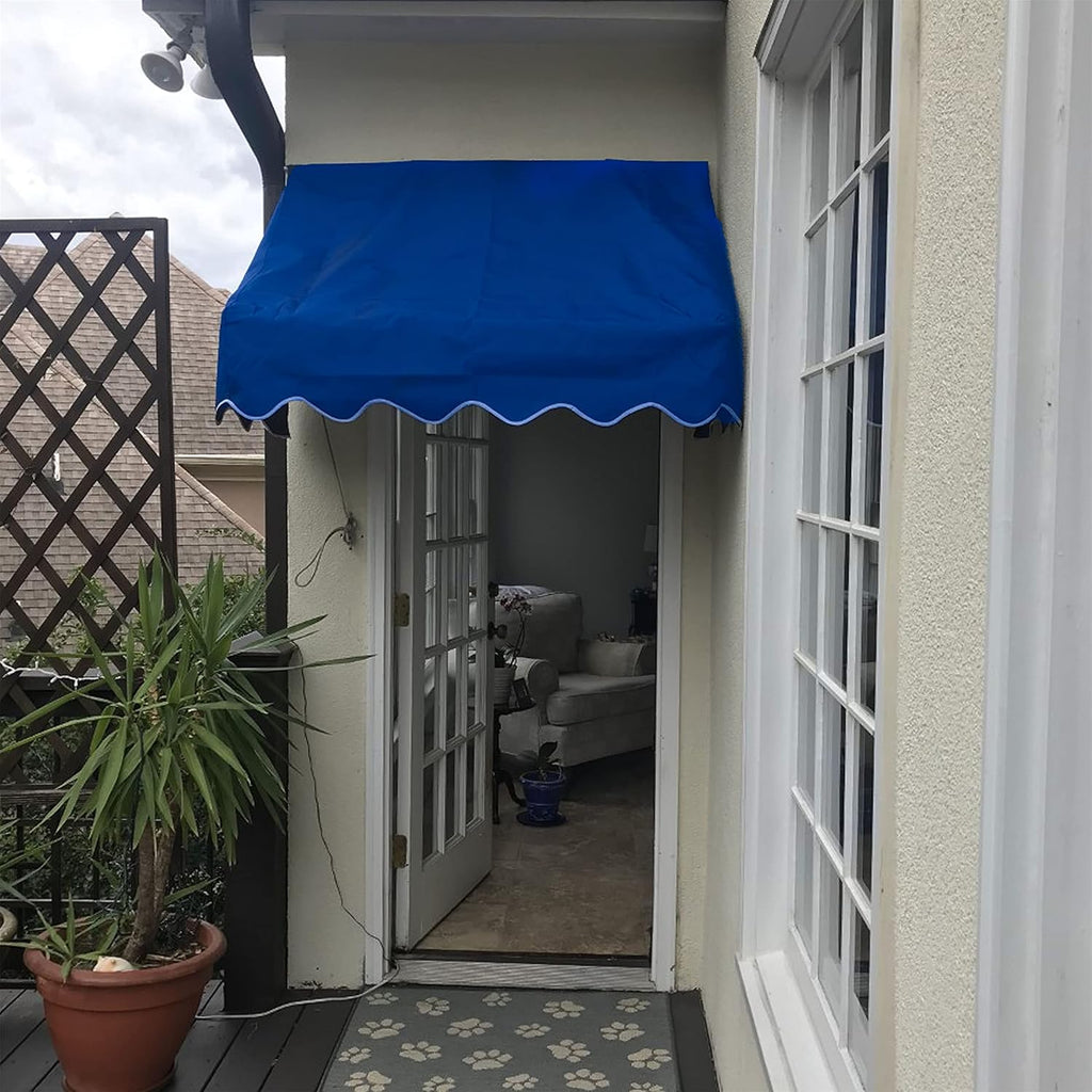 Retractable Door Or Window Awning, 4 x 2 Feet, Dark Blue, Pack of 2 Q434