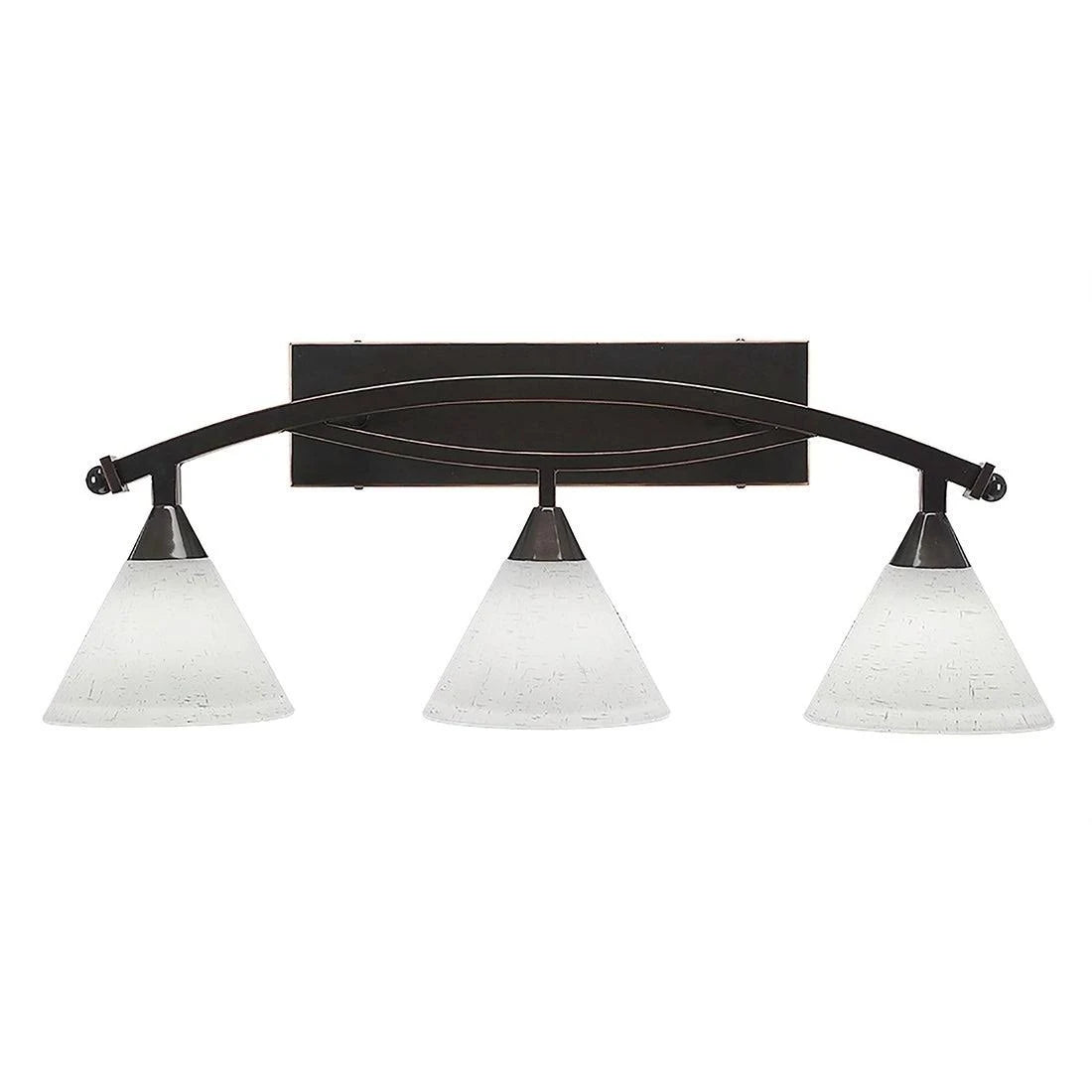 Black Copper 3 Light Bath Bar with White Glass Shade F209404