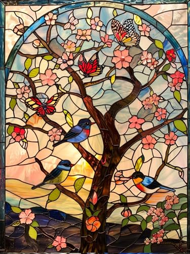 Diamond Painting Kits - Colorful Tulip with Glass Art - 5D Diamond Art (11.8x15.7inch) M6061