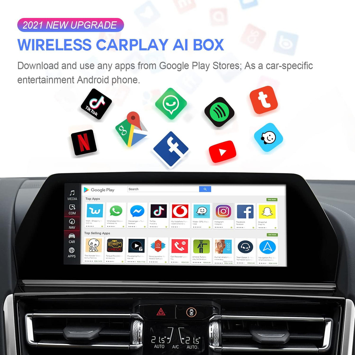 Carplay AI Box with WiFi, 4G SIM Card, Split Screen O14533