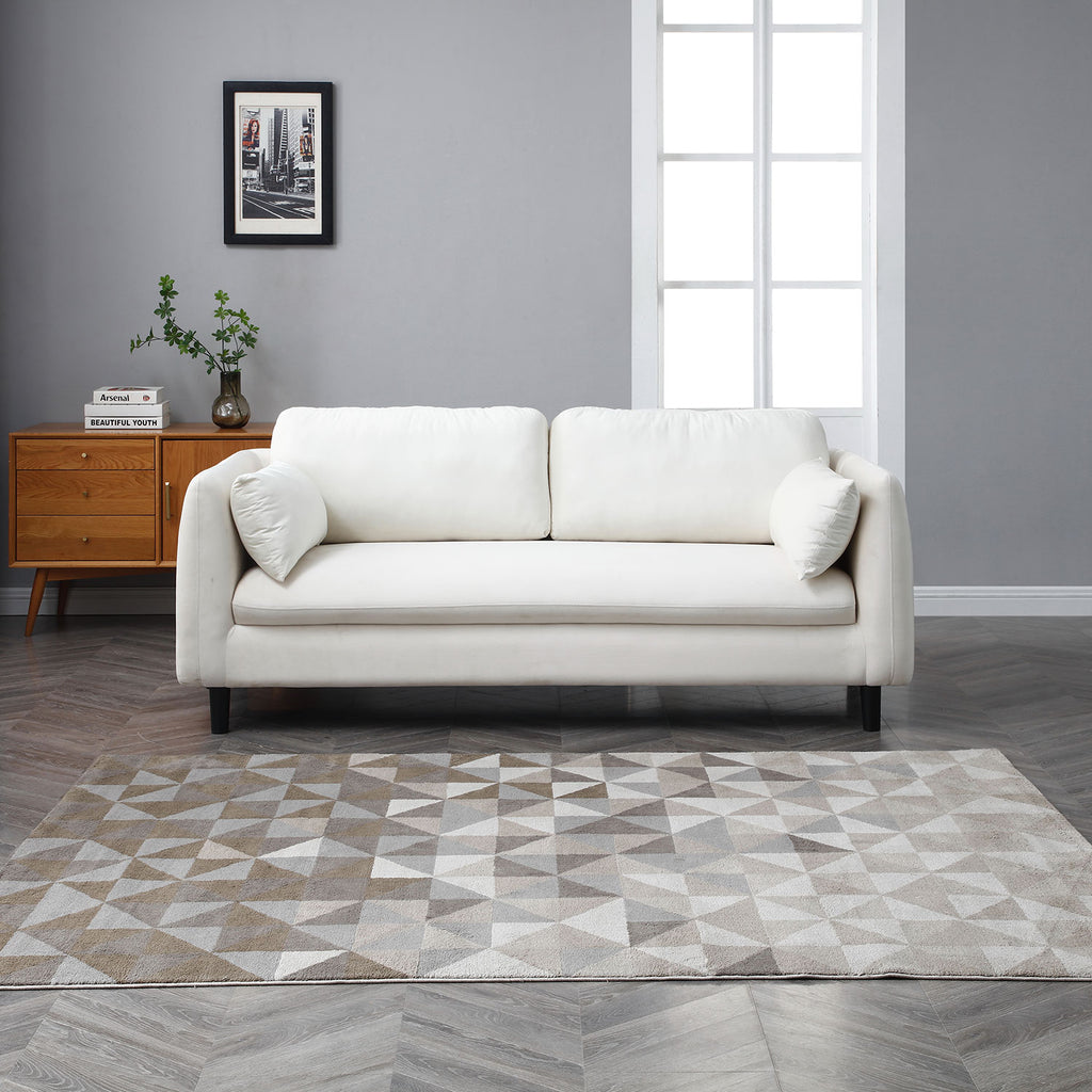 Beige 2-Seat Upholstered Loveseat Sofa Q82154