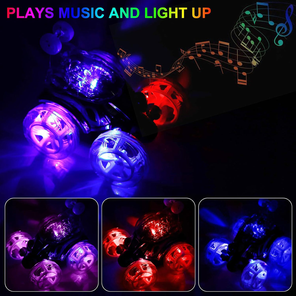 Remote Control Stunt Car with Colorful Lights & Music Switch, Rechargeable (Bule) Z52059