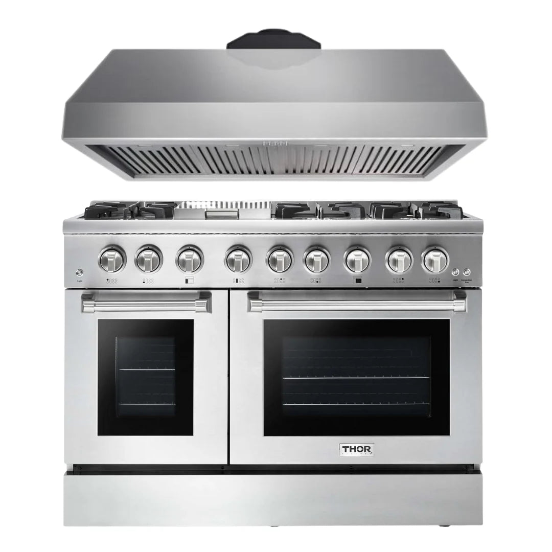 48 Gas Burner Electric Oven Range and Range Hood H7319